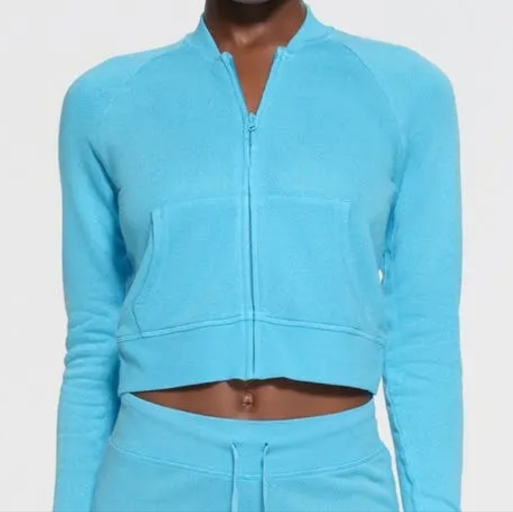 Skims French Terry Modal Zip Up- Cyan